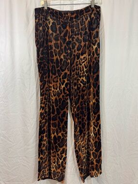 Carlisle Leopard Print Wide-Leg Pants - Brown/Black 12
